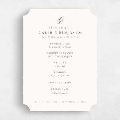 Beige Ticket Wedding Program - Twila