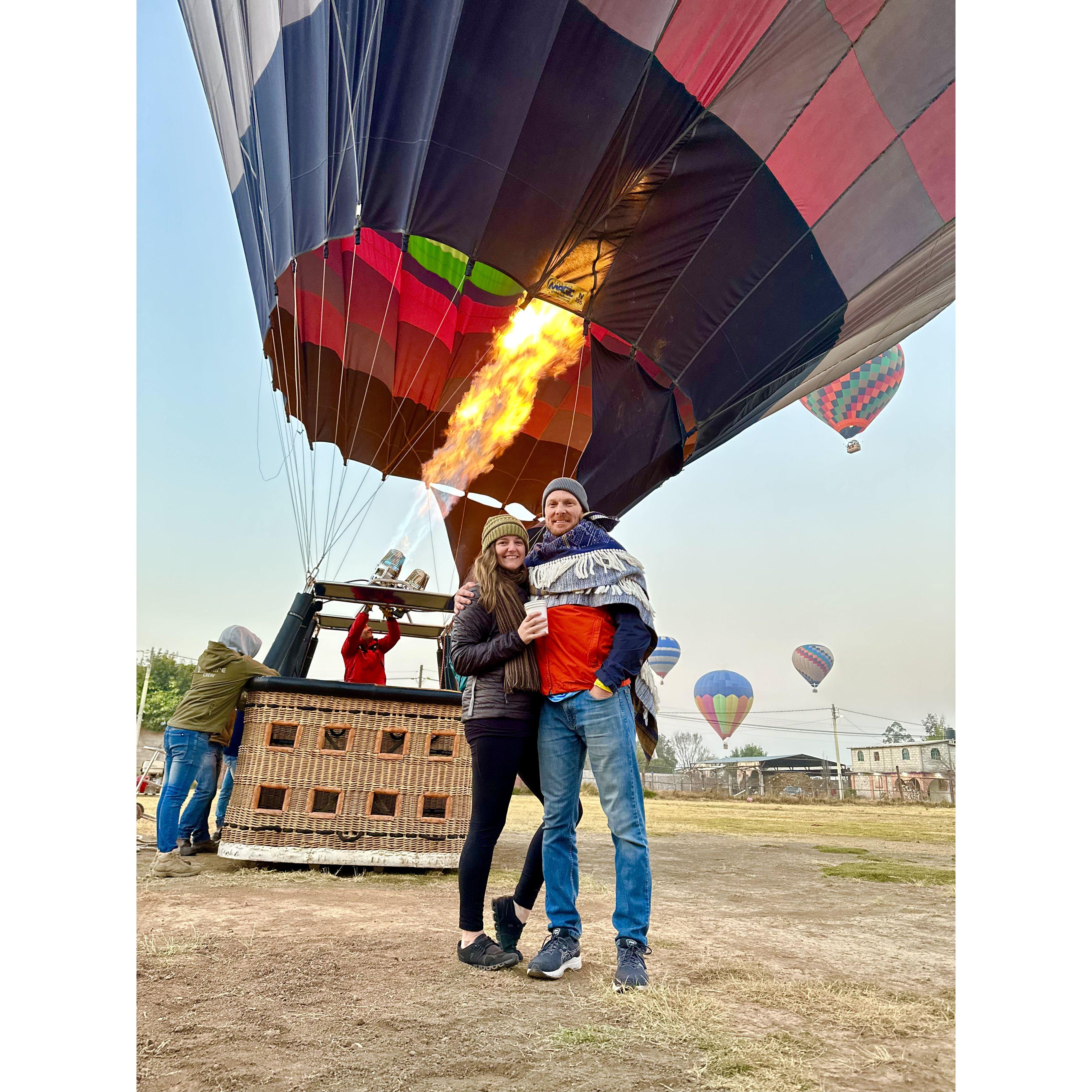Our first hot air balloon ride in Mexico City - Feb 2023.