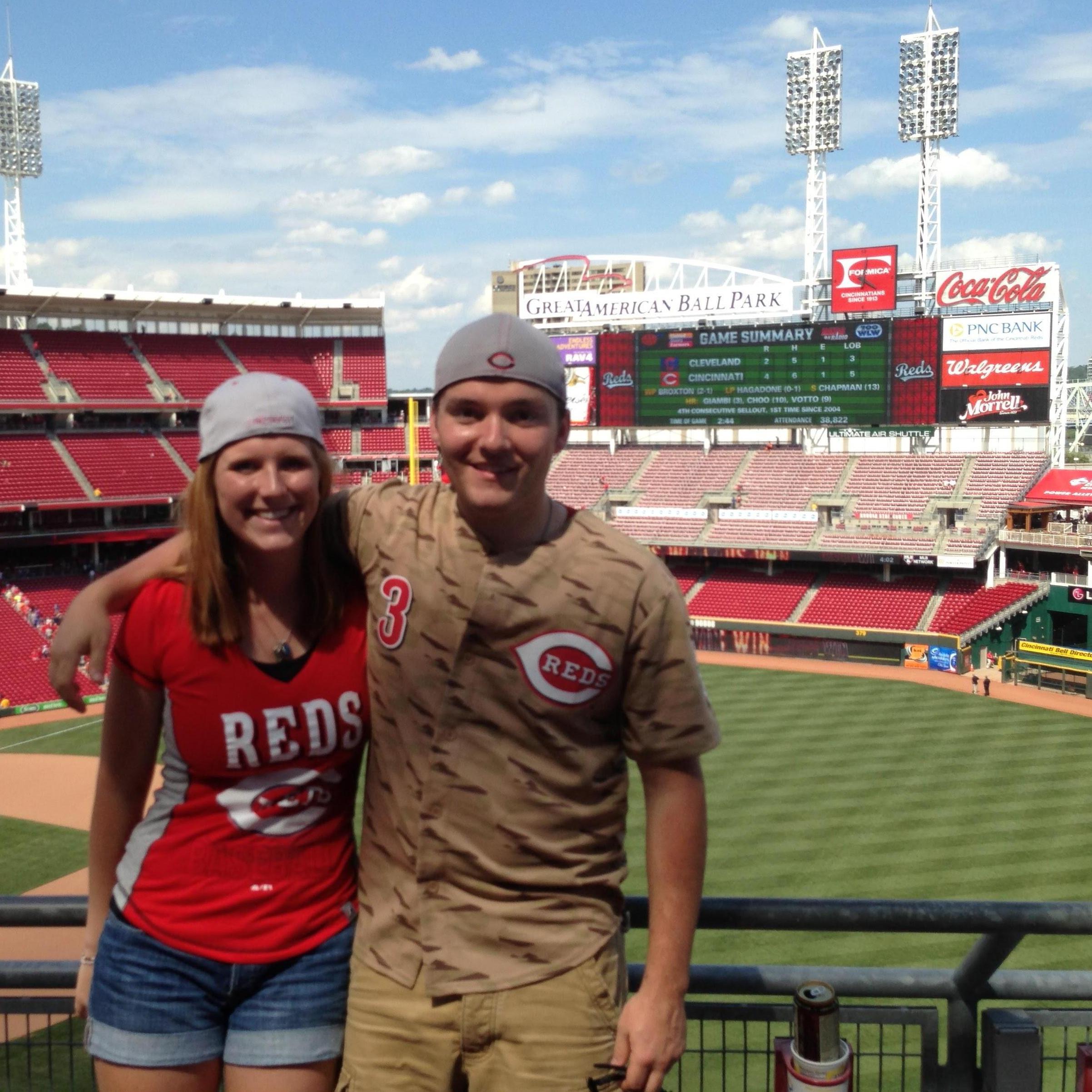 Sarah's first Red's game- a Chesher family tradition.