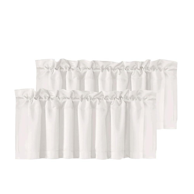 H.VERSAILTEX Blackout Kitchen Curtain Valances,Short Window Valance Curtains for Living Room/Bedroom/Bathroom Privacy Decorative Rod Pocket，2 Panels，52" W x 18" L, Solid in Ivory