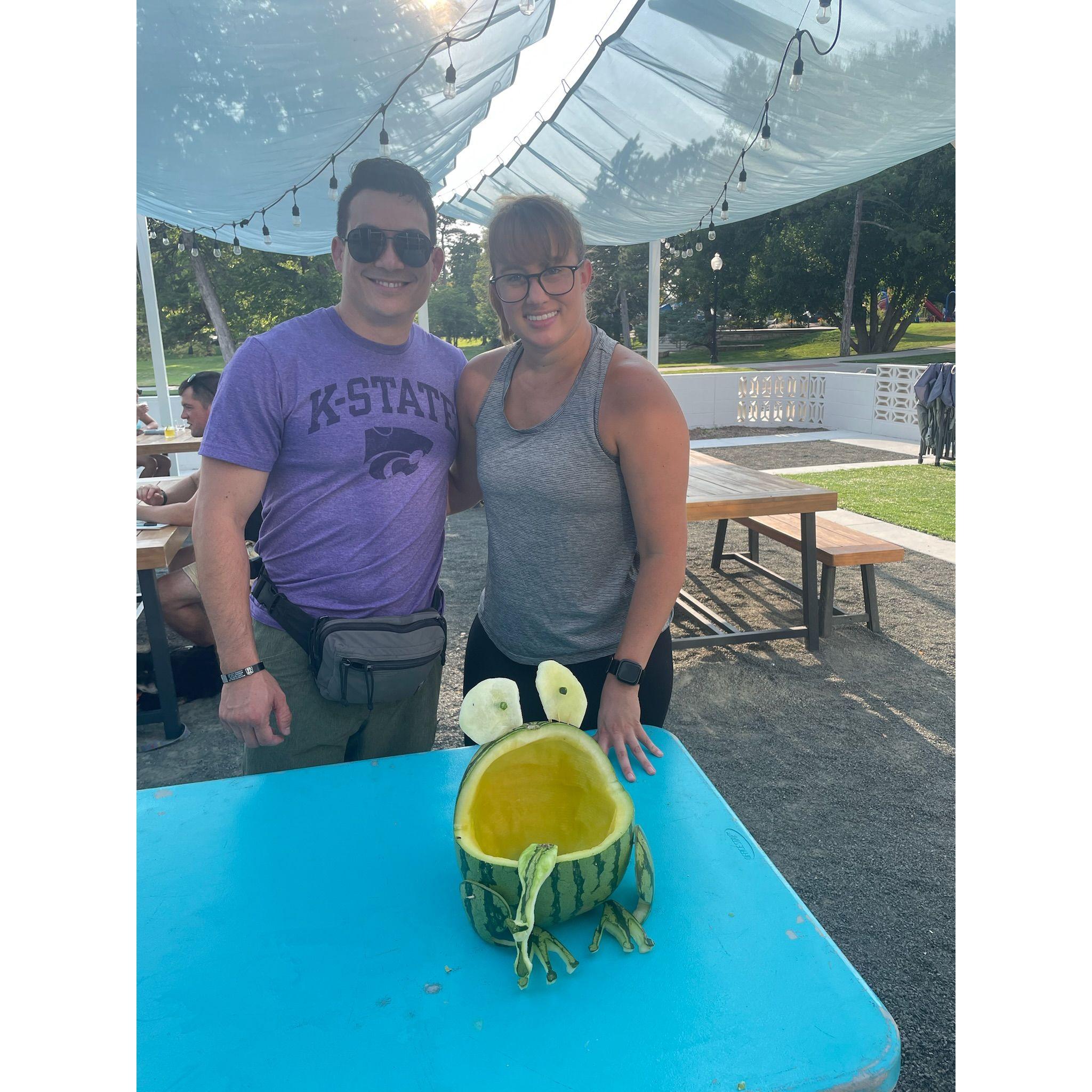 SummerWeen @ Parkside Station. We won 1st place in the watermelon carving contest!!