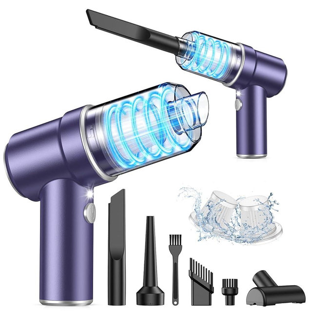 KMM Handheld Car Vacuum Cleaner, 9000PA Vacuum Cleaner & Air Duster, 120W High Power Vacuum Portable Cordless, Hand Held Vacuum Rechargeable with Multi-Nozzles & LED Light for Home, Car, Office