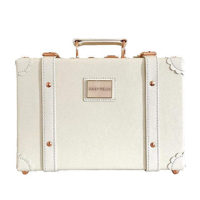 Leather keepsake trunk by Daisy Fields. Color Golden Sand. Handmade & Handcrafted.