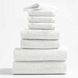 Organic Turkish Cotton White Towels, Set of 8