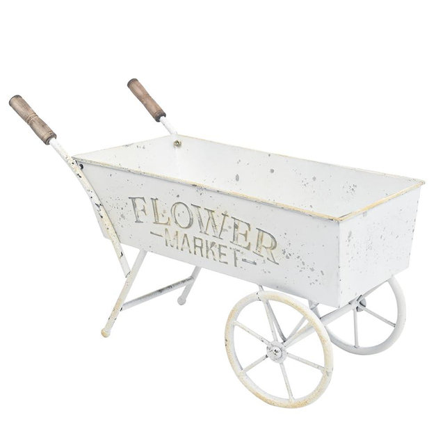 Z² BellaDecor Farmhouse Small Flower Cart with Wooden Handles Metal Wagon Planters for Outdoor Plants Garden Planter with Wagon Wheels Decorative Wheelbarrow Plant Cart for Patio Garden Balcony Golden