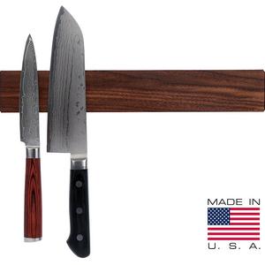 Walnut Magnetic Knife Holder with Multi Purpose Functionality as Knife Magnet, Knife Strip, Magnetic Organizer- Securely Holds Your Knives & Keeps Your Kitchen Organized- Made in USA- 12 Inch