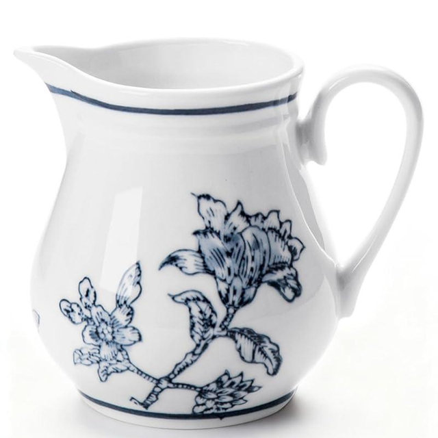 Magclay 8Oz Creamer, Ceramic Milk Creamer Pitcher with Handle, Flowers and Branches