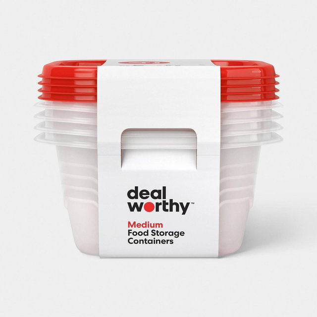 Medium Square Food Storage Containers - 42oz/4ct - Dealworthy™