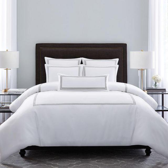 Wamsutta® Hotel Triple Baratta Stitch King Comforter Set in Silver