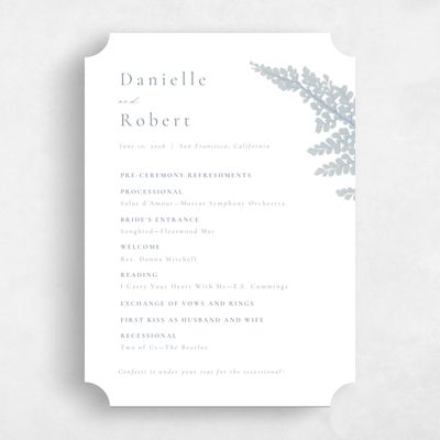 Grey Ticket Wedding Program - Dane