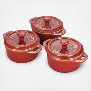 Rustic 3-Piece Mini Round Cocotte Set