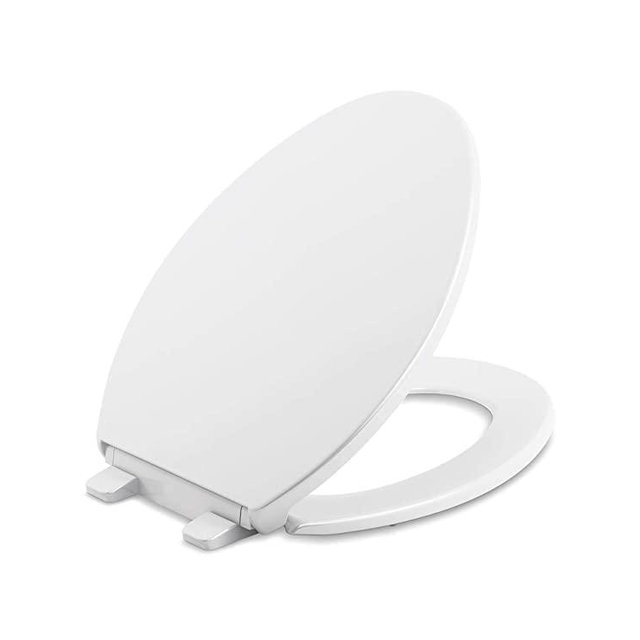 Kohler K-20110-0 Brevia Elongated Toilet Seat with Grip-Tight Bumpers, Quiet-Close Seat, Quick-Attach Hardware, White