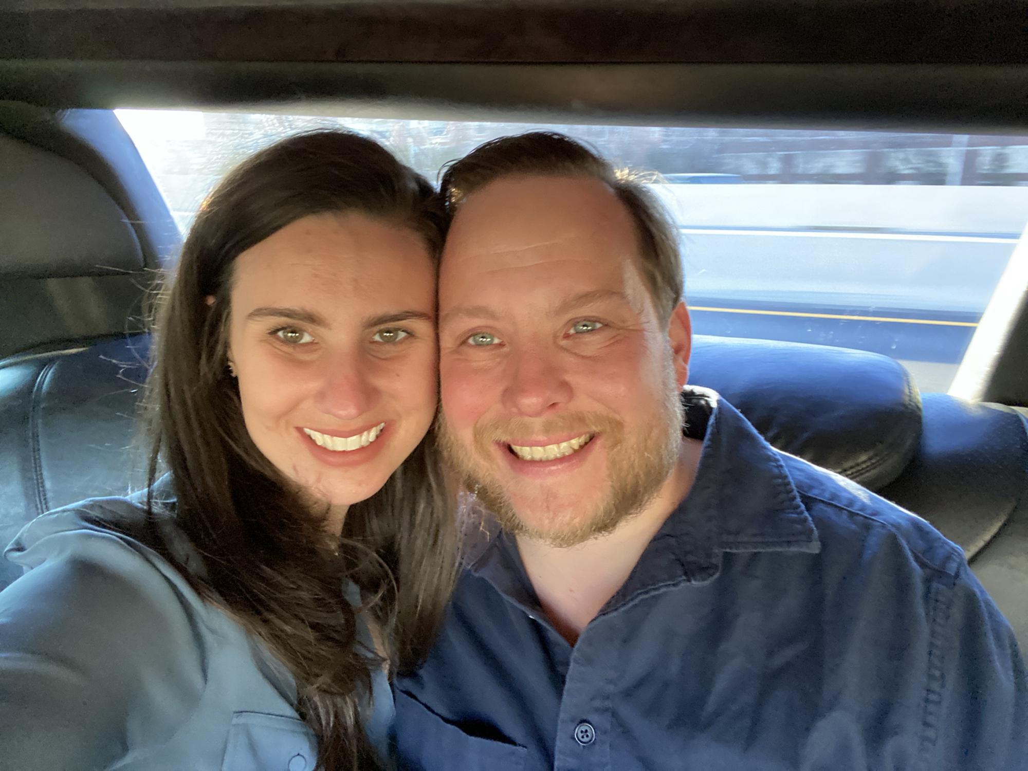 Limo ride to our various engagement scavenger hunt locations