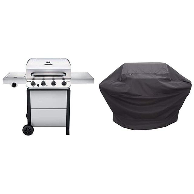 Char-Broil 463377319 Performance 4-Burner Cart Style Liquid Propane Gas Grill, Stainless Steel & Performance Grill Cover, 3-4 Burner: Large