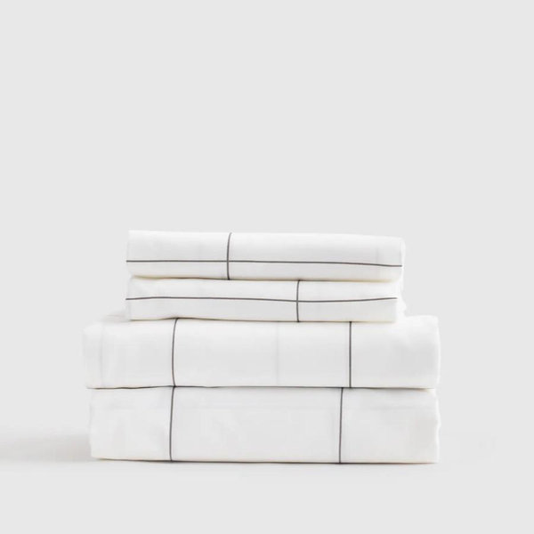 Luxury Organic Sateen Sheet Set - Windowpane, Queen