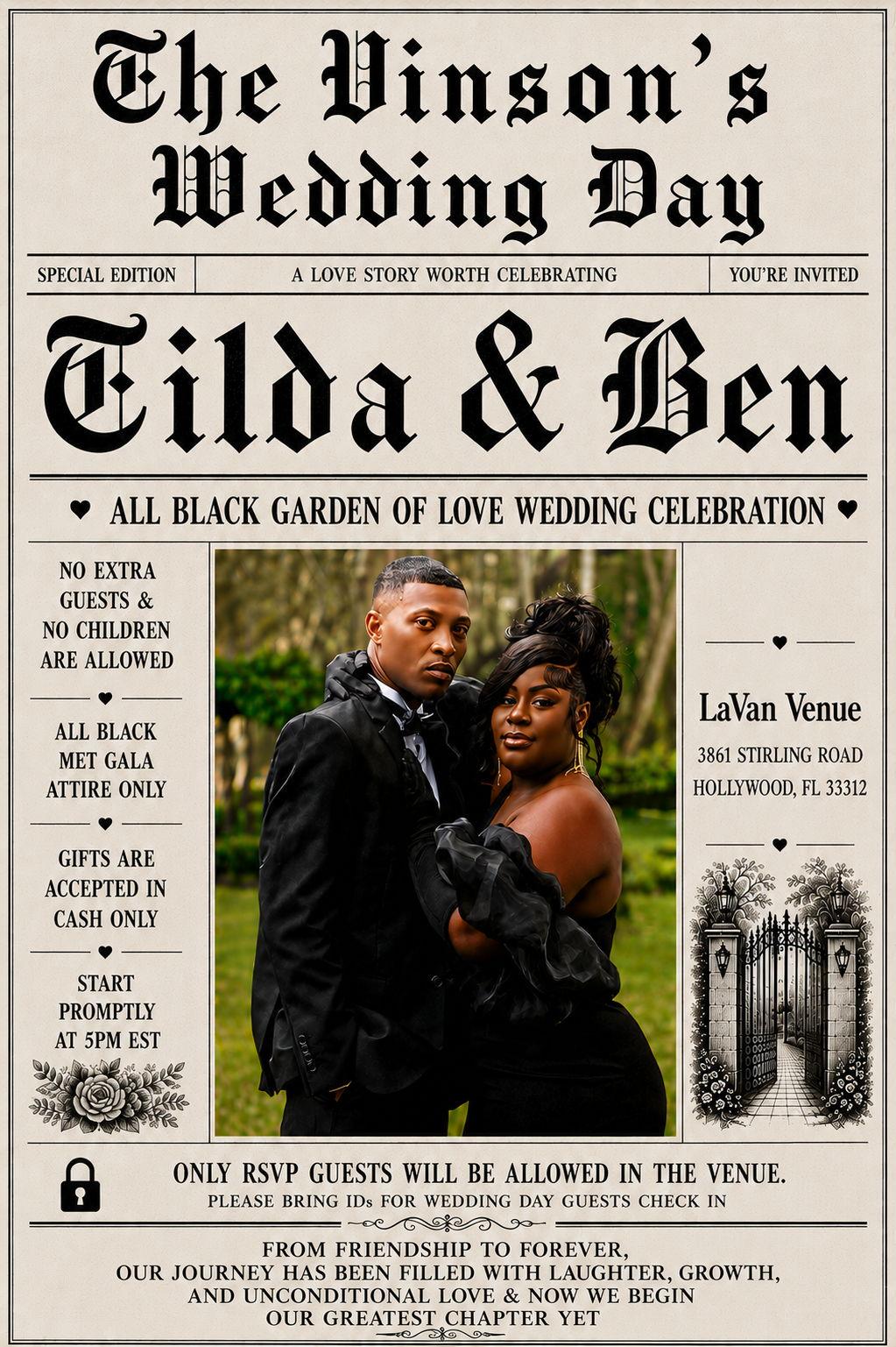 The Wedding Website of Benjamin Vinson and Tilda Neal