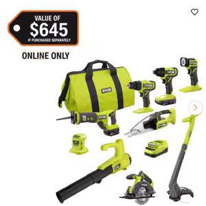 ONE+ 18V Cordless 9-Tool Combo Kit with 1.5 Ah Battery, 4.0 Ah Battery, Charger, and Tool Bag by RYOBI