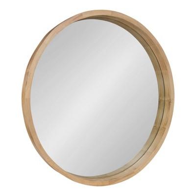 30" Hutton Round Wood Wall Mirror Natural - Kate and Laurel