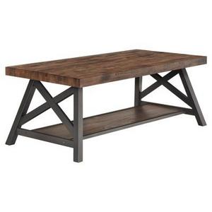 Lanshire Rustic Industrial Metal & Wood Cocktail Table - Brown - Inspire Q