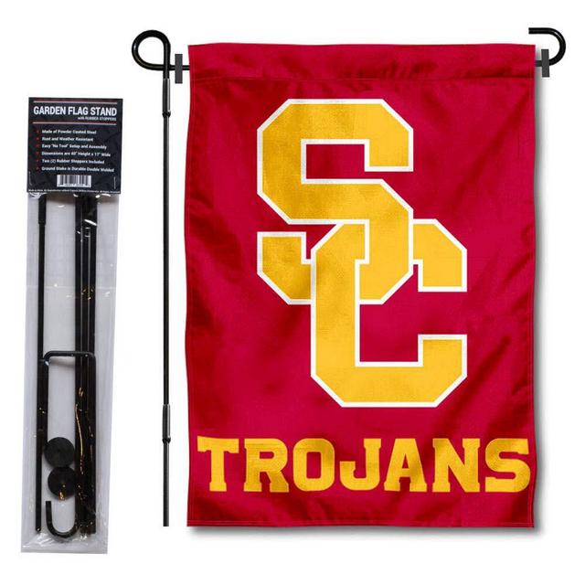 College Flags & Banners Co. USC Trojans SC Logo Garden Flag with Stand Holder