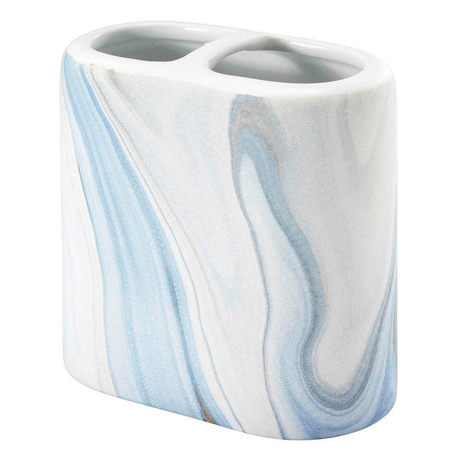 Avanti Linens - Toothbrush Holder, Resin Countertop Accessories, Guest Bathroom Essentials (Waves Collection, Blue)