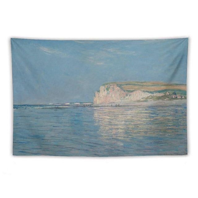 Claude Monet Impressionist Styl Tapestry Low Tide at Pourville (1882) Wall Tapestry Room Aesthetic Painting Bedroom Tapestries Living Room Walls Decorative 60"x90"