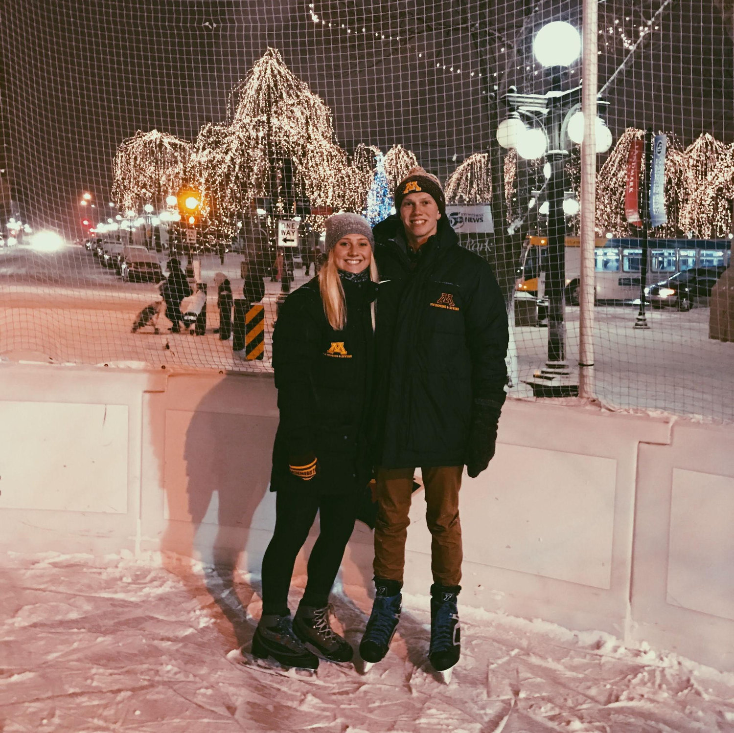 A snowy skate date we went on while in college. We spent the entire time just chasing each other around the ice and trying not to fall on our asses!