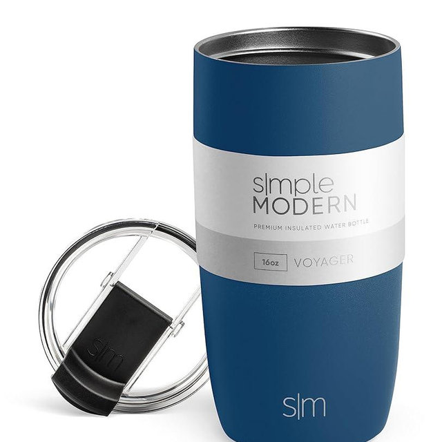 Simple Modern Travel Coffee Mug Tumbler with Flip Lid | Reusable Insulated Stainless Steel Cold Brew Iced Coffee Cup Thermos | Gifts for Women Men Him Her | Voyager Collection | 16oz | Slumberland