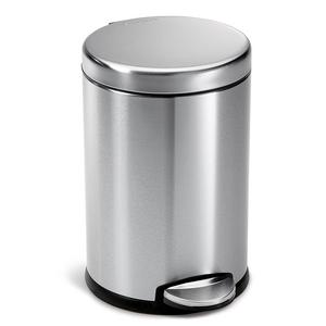 simplehuman Round Step Trash Can, Fingerprint-Proof Brushed Stainless Steel, 4.5-Liter /1.2-Gallon