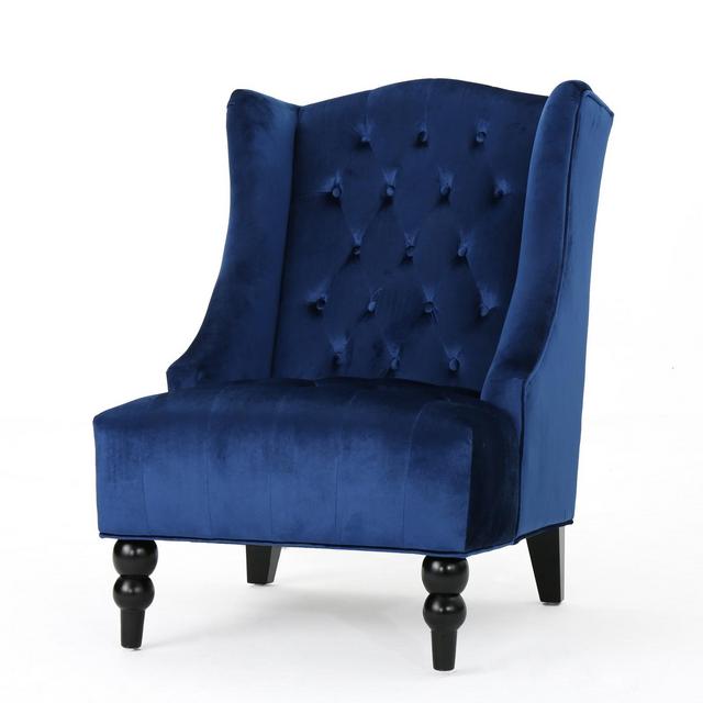 Toddman High-Back New Velvet Club Chair - Navy - Christopher Knight Home