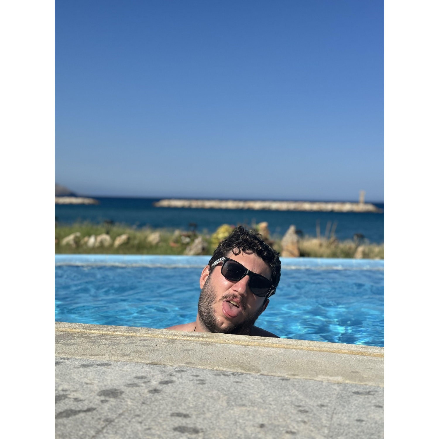 Jason enjoying the resort pool near Kolymbari beach in Crete 2024