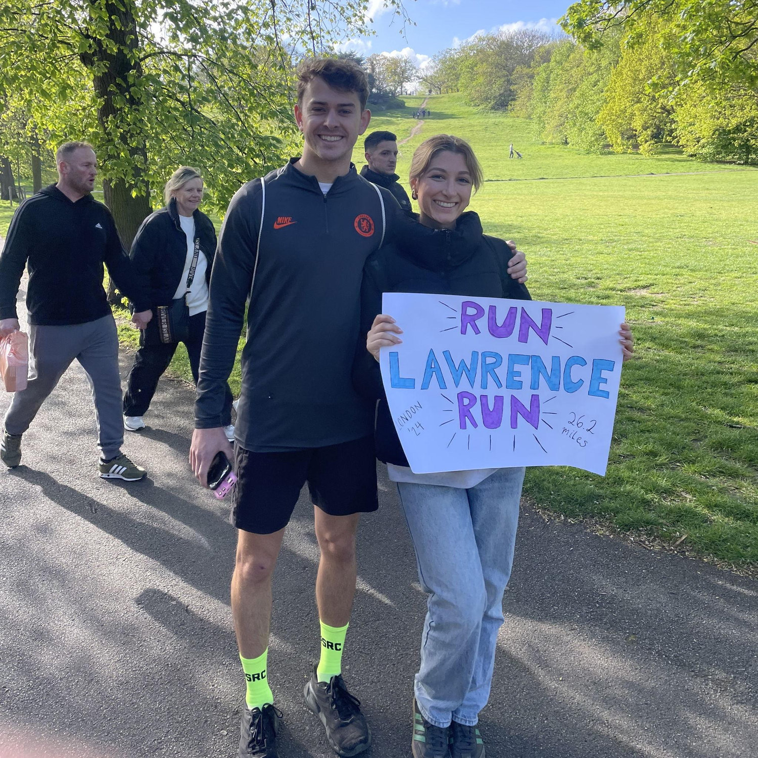 Lawrence running the London marathon