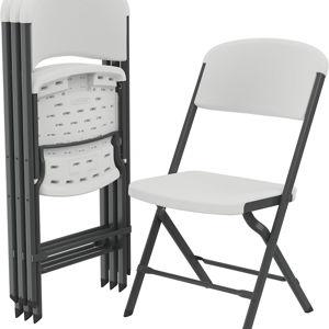 LIFETIME - White Granite Folding Chairs - 4 PACK