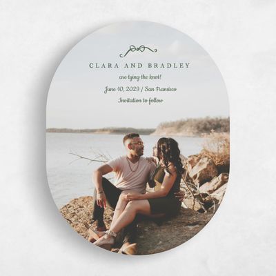Grayed Hunter, Green Wedding Save the Date - Camarine Photo