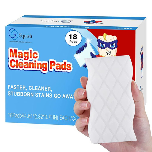 Magic Eraser Sponge, Squish 18Pack Magic Cleaning Pads for Walls Oven, Kitchen, and Shoe Cleaner, Magic Erasers with Melamine Foam, Universal Cleaner