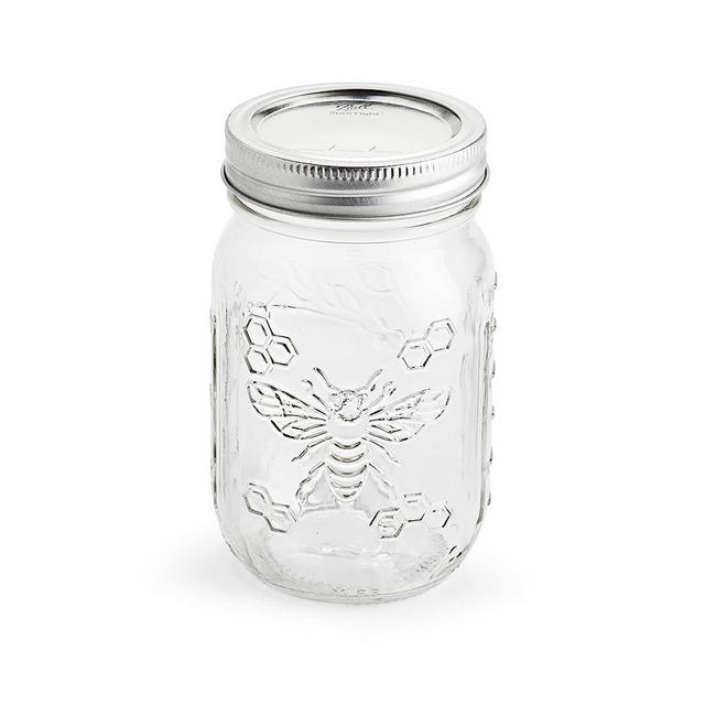 Ball Honeybee Keepsake Mason Jars with Lids and Bands, Regular Mouth, 16 Oz Pint Jars, 6-Pack