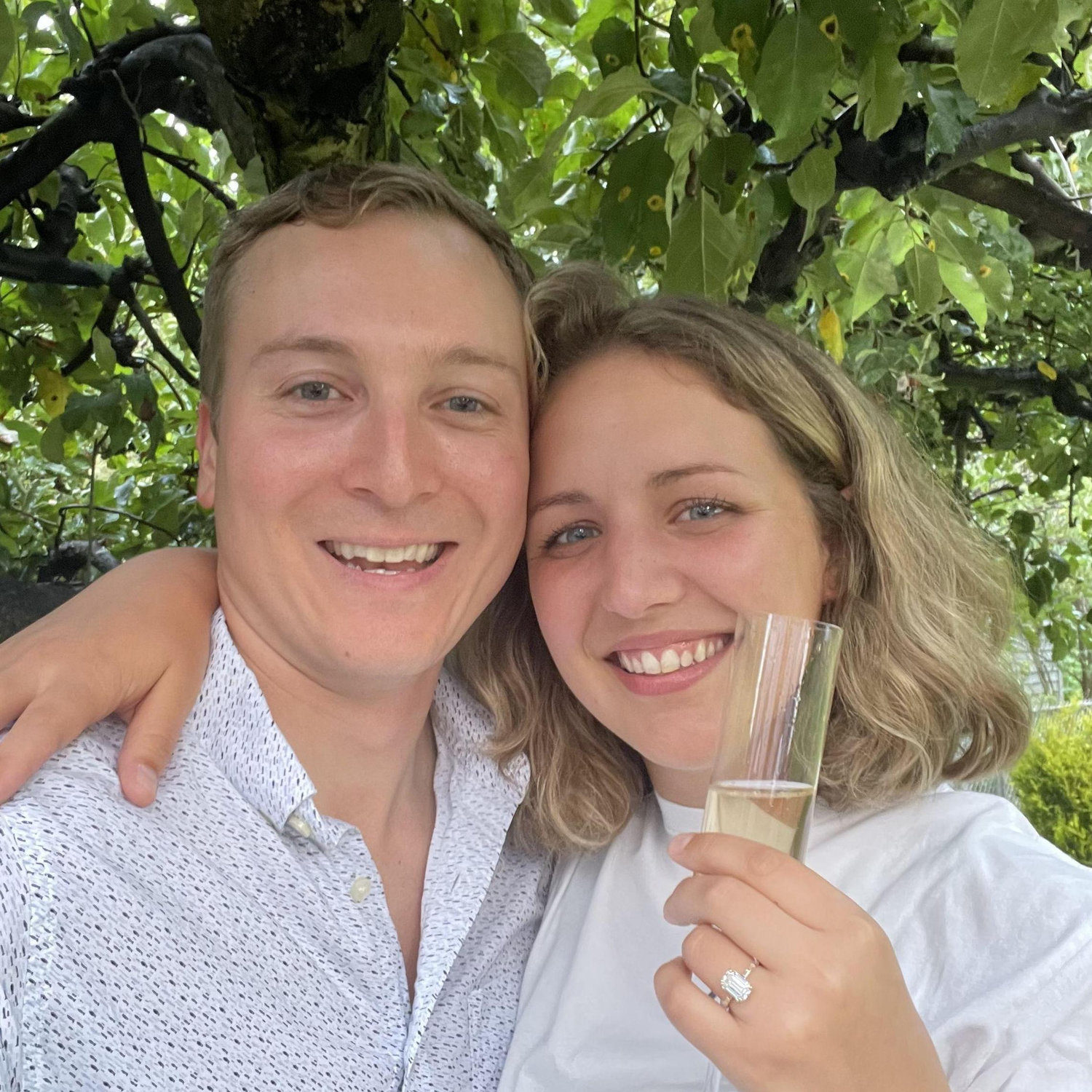 WE GOT ENGAGED!!!! Dillon proposed under the apple tree in our backyard the summer we bought our house