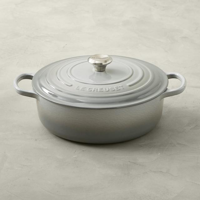 Le Creuset Signature Enameled Cast Iron Round Wide Dutch Oven, 6 3/4-Qt., French Grey