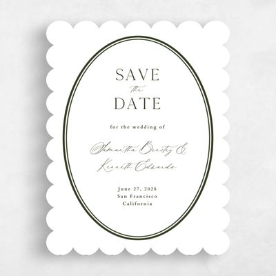 White Scalloped Wedding Save the Date - Manarola Portrait