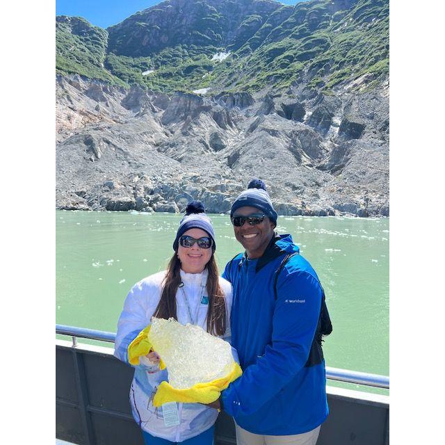 Holding an iceberg in Alaska