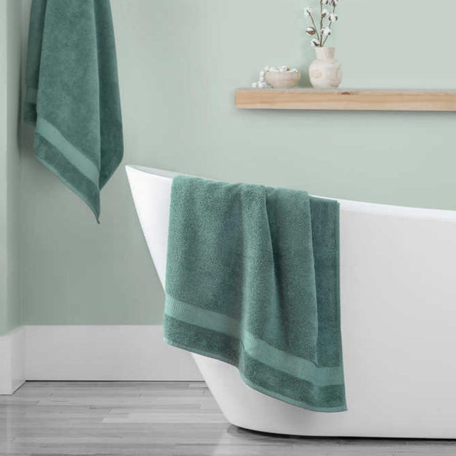 Purely Indulgent Bath Towel Set of 4-100% Cotton and Quick Dry Soft and Thick Durable (4, Green)
