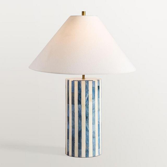Bankes Bone 24" Table Lamp, Ivory/Blue