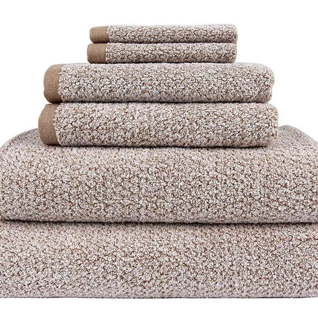 Everplush Diamond Jacquard 6 Piece Bath Towel Set, Khaki (Light Brown)
