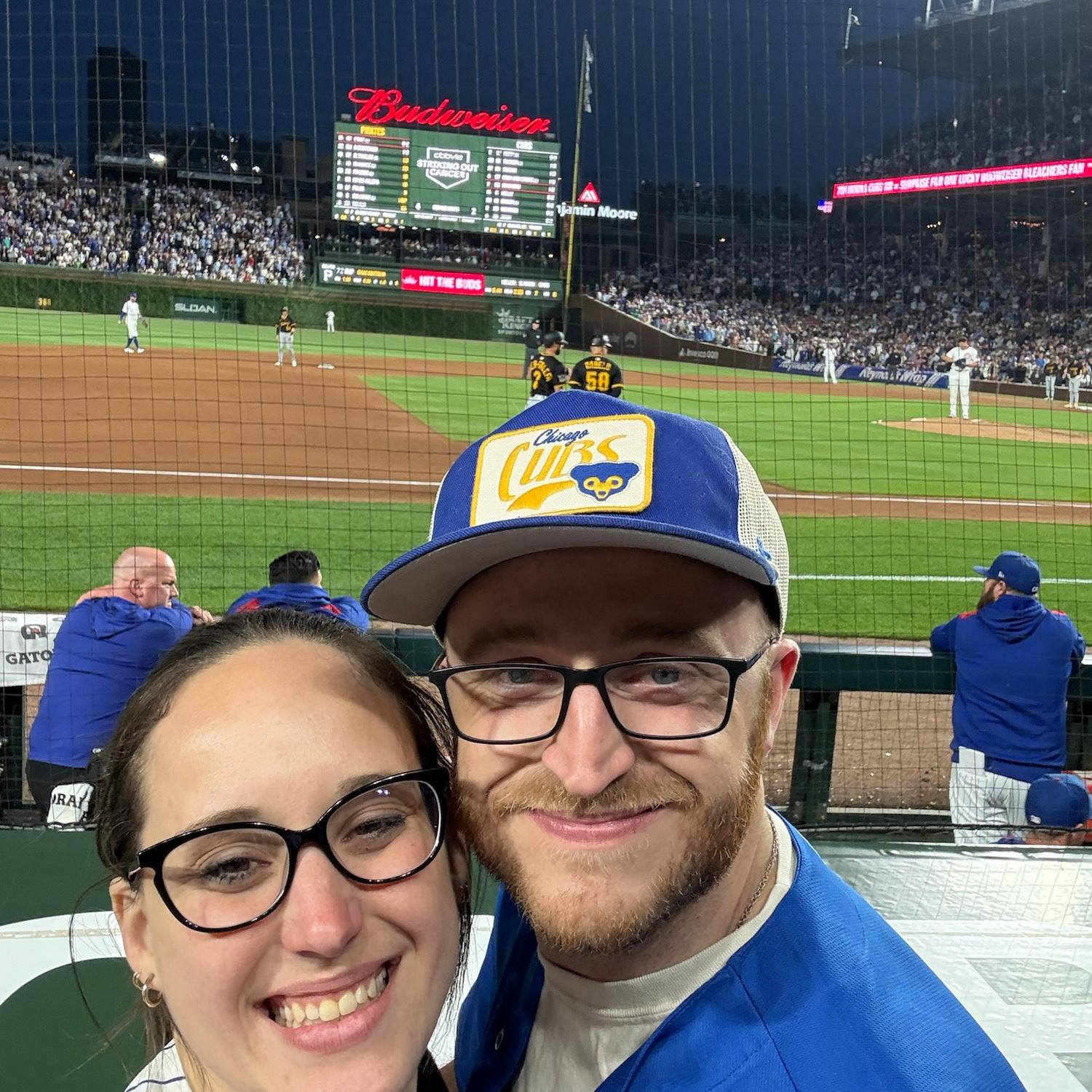 August 2024 - Cubs game front row seats thanks to our friend, Ashley