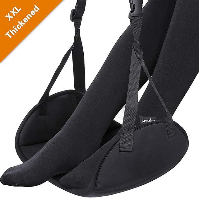 Upgraded Airplane Footrest - Thickened Super-Size Foot Hammock with Premium Memory Foam Reduce Swelling and Pain - Airplane Travel Accessories - Travel Foot Rest Make Your Long Trip More Comfortable