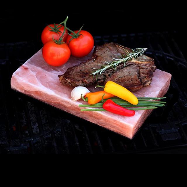 The Spice Lab Natural Pink Himalayan Salt Cooking Plate / Serving Plate – for Cooking, Seasoning, Grilling, and Serving – 12x8x2