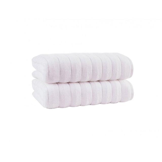 2pc Vague Turkish Cotton Bath Sheet Set White - Enchante Home