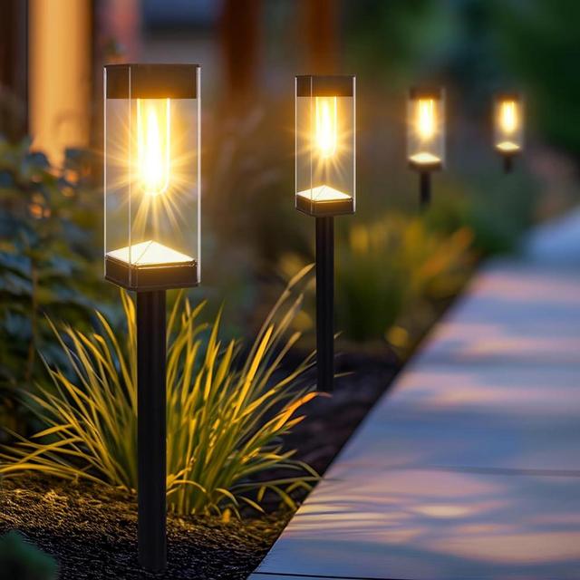 ILANCK Solar Pathway Lights 8 Pack, Solar Lights Outdoor Waterproof IP65, Bright LED Solar Lights Outdoor Landscape Lighting for Yard, Path, Lawn, Driveway…