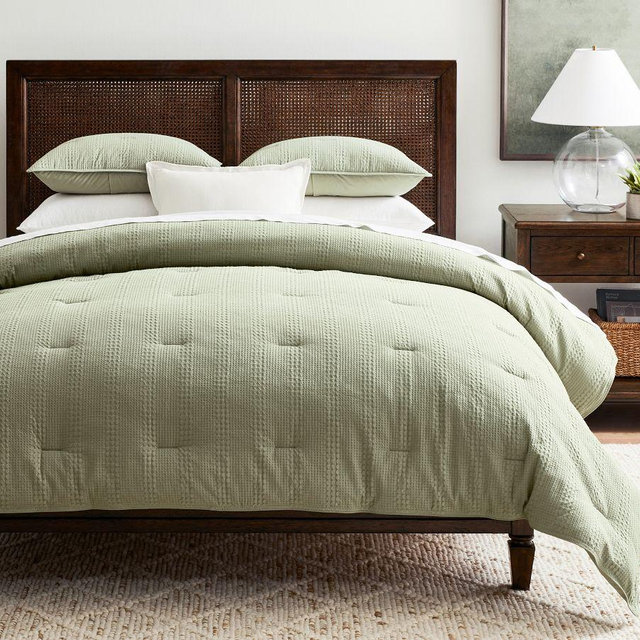 Honeycomb Cotton Comforter, Sea Grass, Full/Queen
