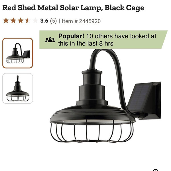 Red Shed Metal Solar Lamp, Black Cage at Tractor Supply Co